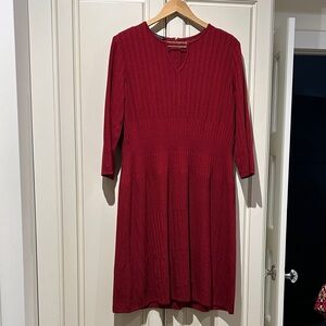 Ming Wang Deep Red 3/4 Sleeve Dress